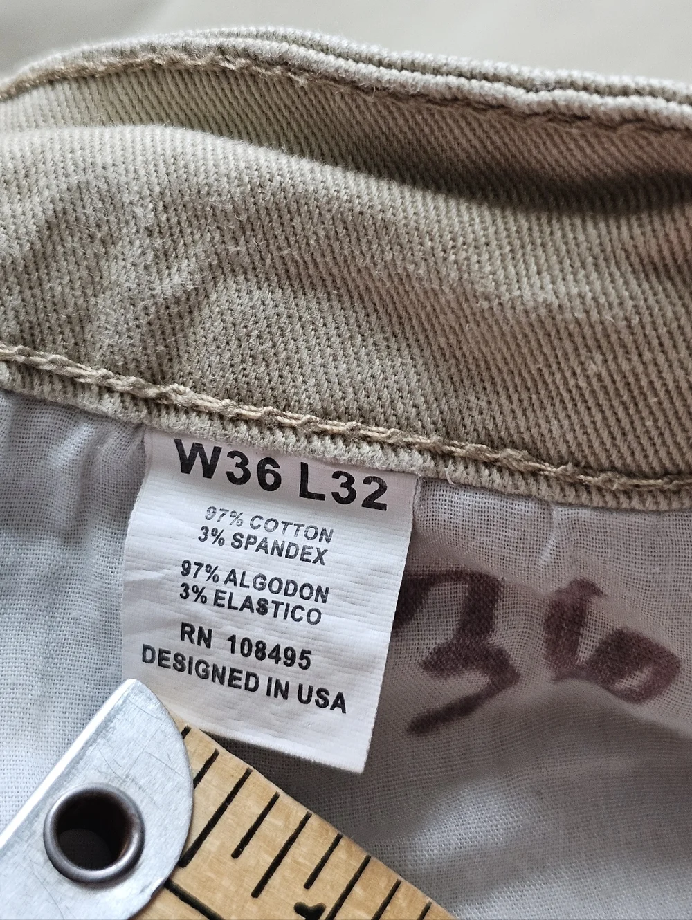 Victorious Premium Khaki Slim Straight Jeans Mens W36 L32 Stretch
